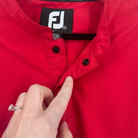 FootJoy Men's Windbreaker Golf Jacket Elastic Hem Long Sleeve Pullover Red XL - Picture 3 of 9